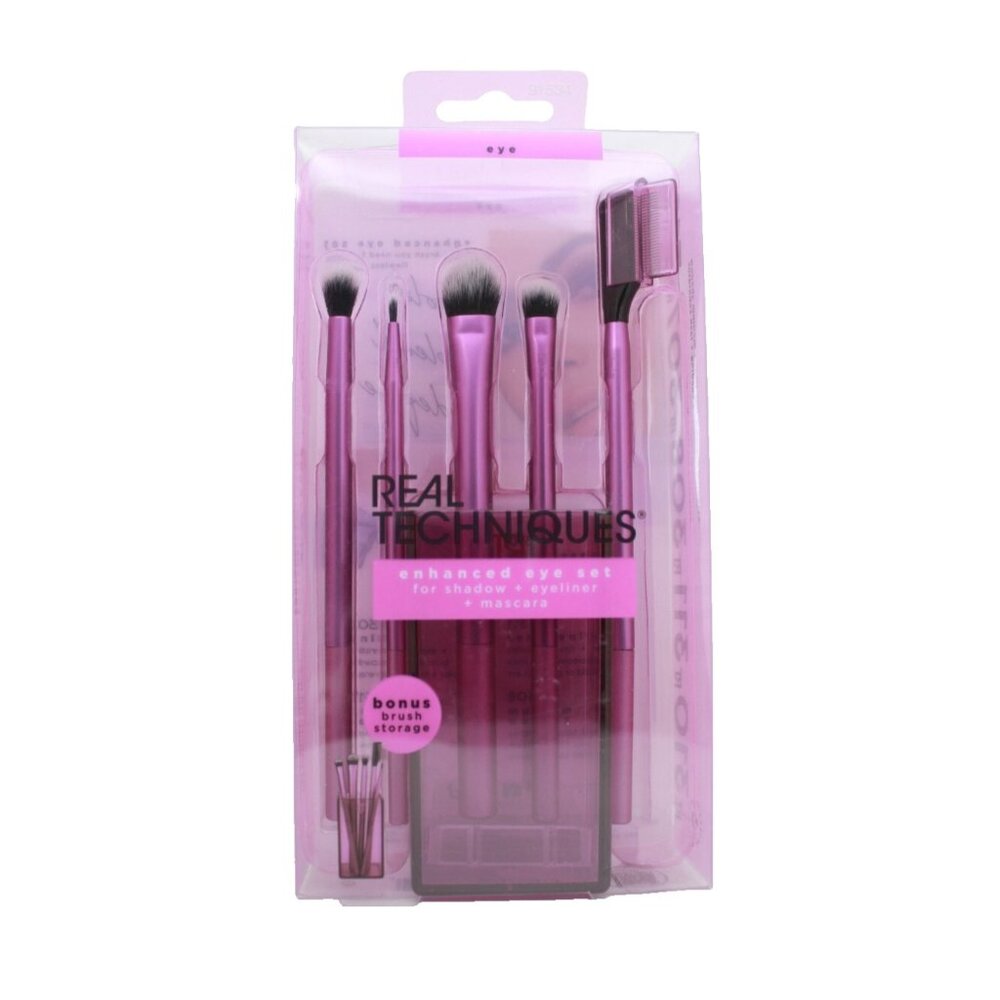 REAL TECHNIQUES Enhanced Eye Set for Shadow + Eyeliner + Mascara *Bonus Storage*